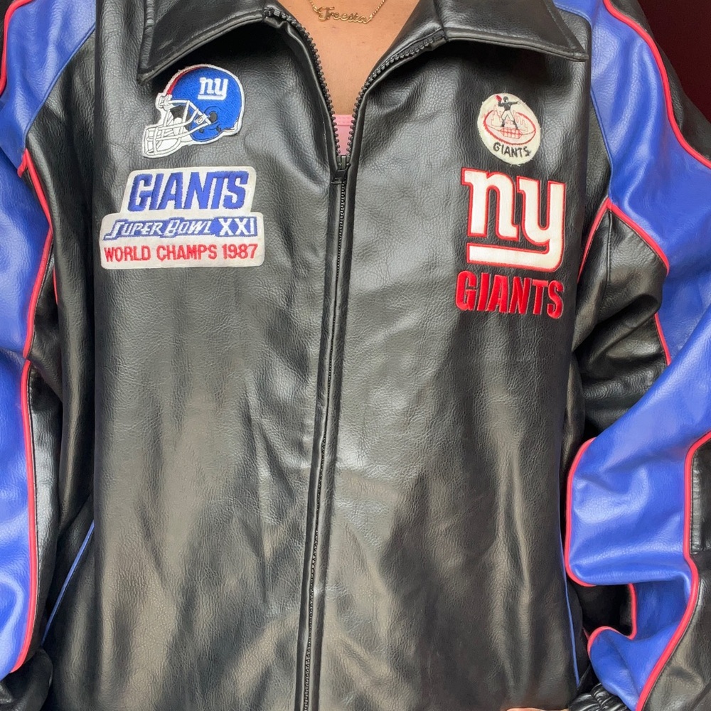 NY GIANTS leather letterman jacket
